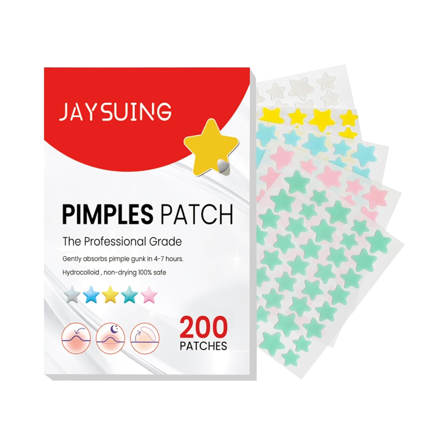 Star Shaped Pimple Patches for Face 200 Count Hydrocolloid Blemish Patches Gently Absorb Fluid Gentle Skin Care for