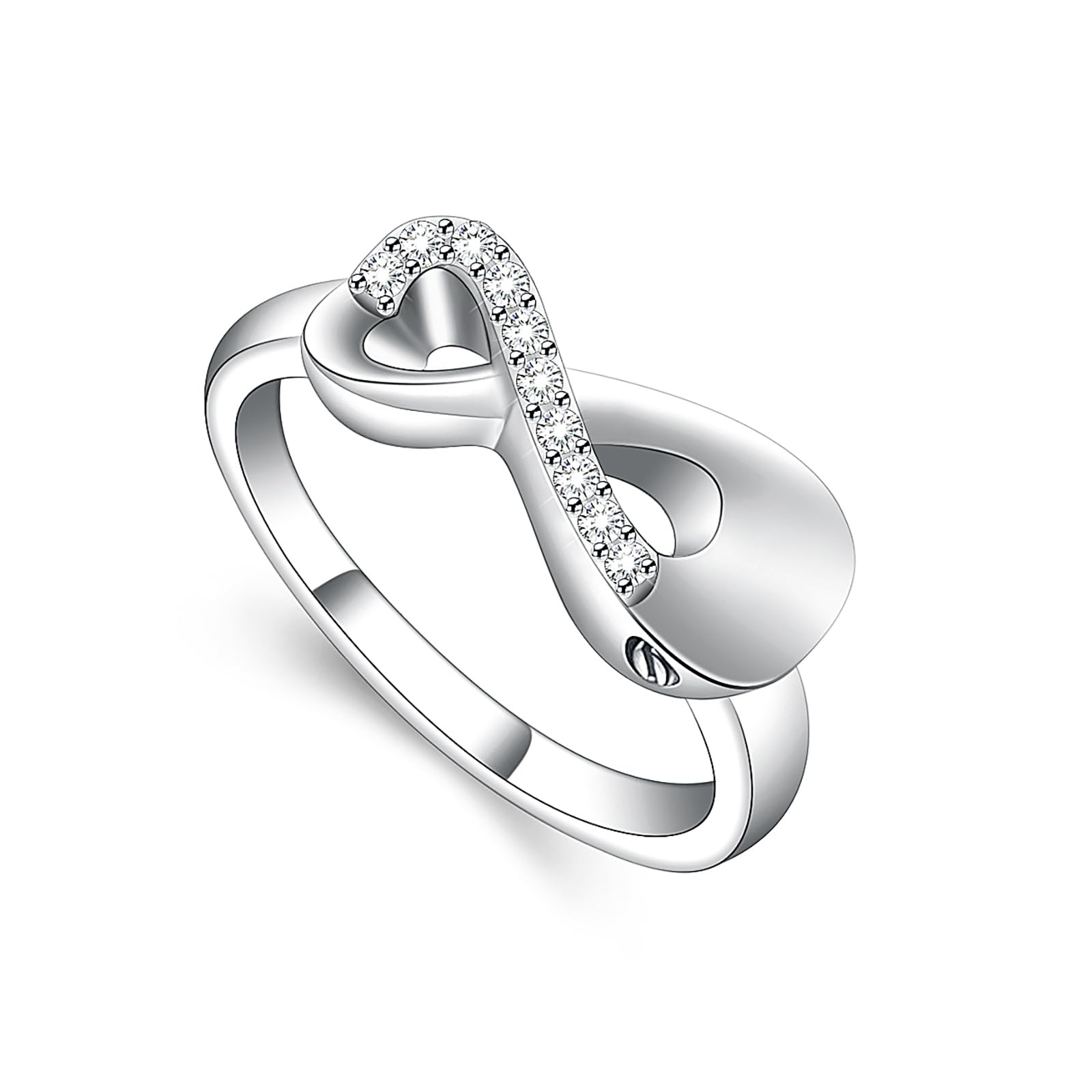 Minicremation Cremation Jewelry Urn Ring for Ashes Infinity Crystal Memorial Ring for Human Dog Cat Ashes Stainless Steel Keepsake Ring for Women, Stainless Steel steel, not (Silver, 10)" — image 1