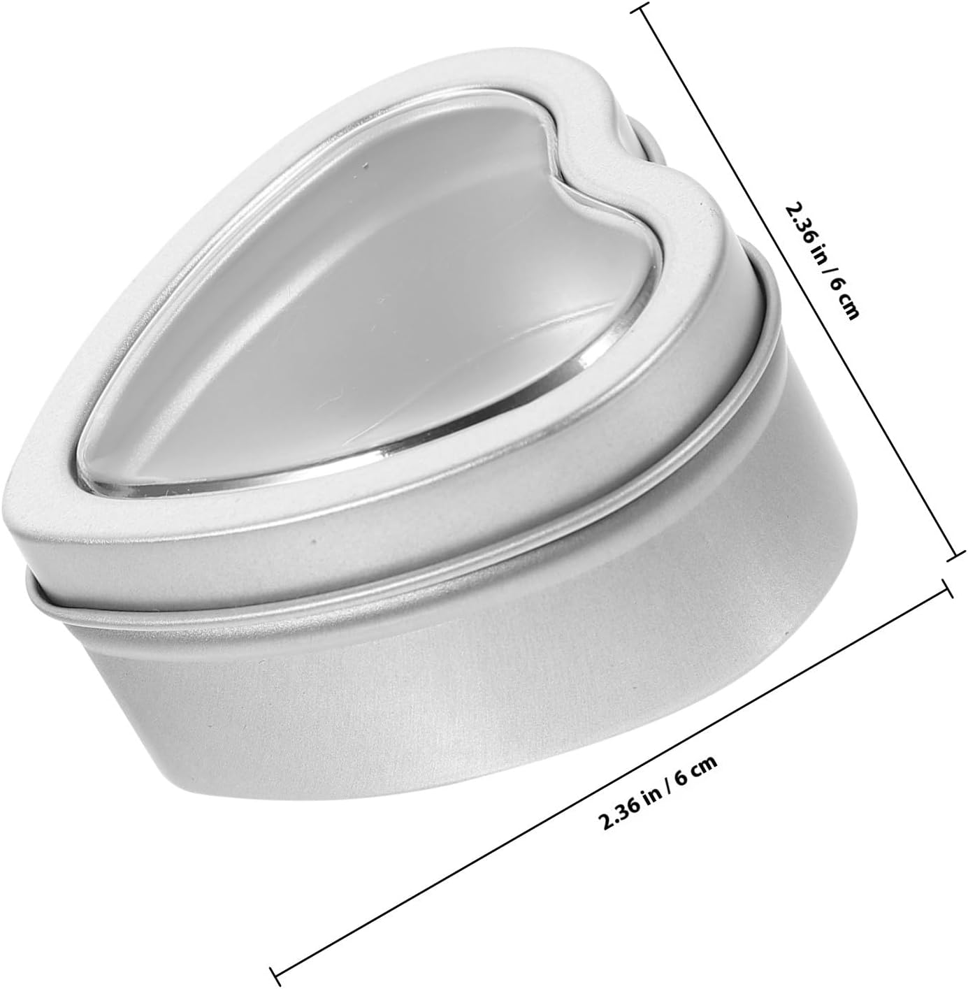 10pcs Heart-Shaped Tinplate Candle Tins with Window Lids, Empty Metal Containers for DIY Candle Making, Candy Storage, and Packaging, Silver Travel Tins