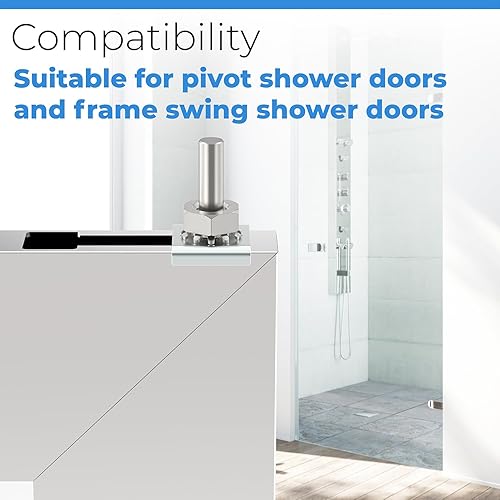 Miniatura 7 de Piezas de pasador de pivote para puerta de ducha con tuerca hexagonal y arandela, reemplazo de pivote de acero inoxidable para puertas de ducha