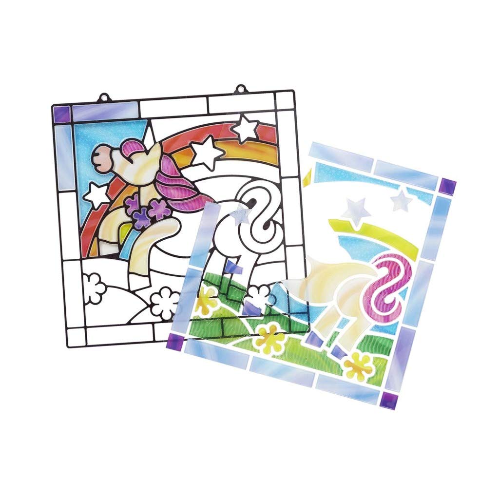 Melissa & Doug Stained Glass Unicorn Art Kit - Kids' Craft & Activity Set, Window & Sticker Art, Animal & Mess Free - Image 2