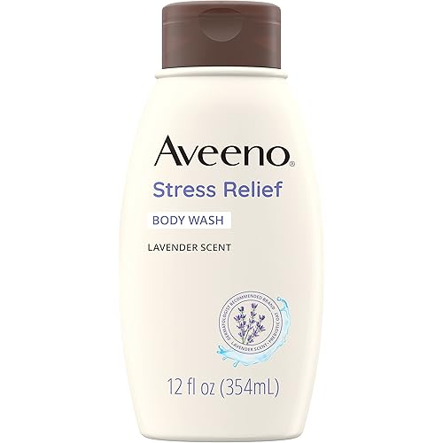 Aveeno Stress Relief Body Wash with Soothing Oat, Gently Cleanses and Moisturizes with Lavender Scent, Chamomile & Ylang-Ylang Essential Oils, Dye-Free & Soap-Free Calming Body Wash, 12 fl. oz