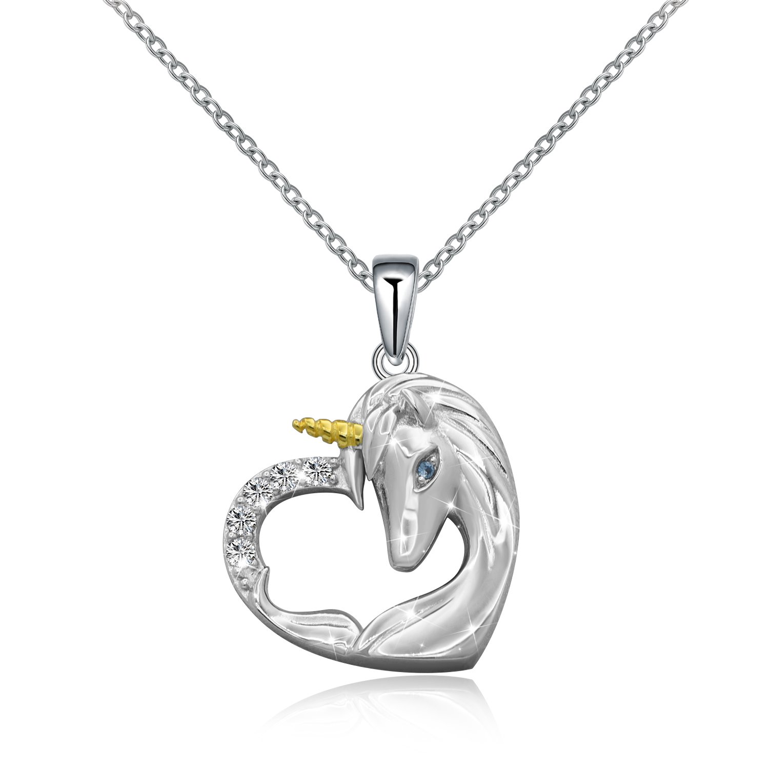 925 Sterling Silver Unicorn Pendant Necklace for Women Girls