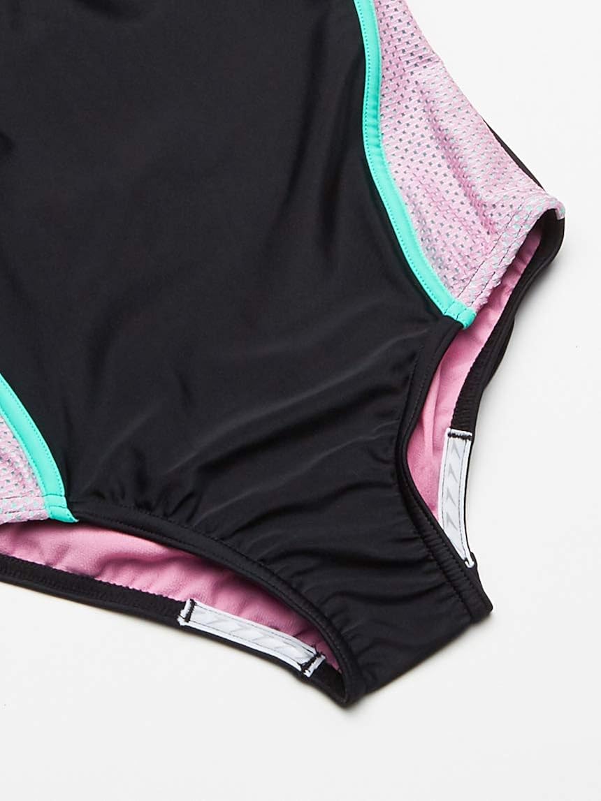 Speedo Girl's Swimsuit One Piece Mesh Splice Thick Strap Fuchsia Pink, 10 : Clothing, Shoes & Jewelry