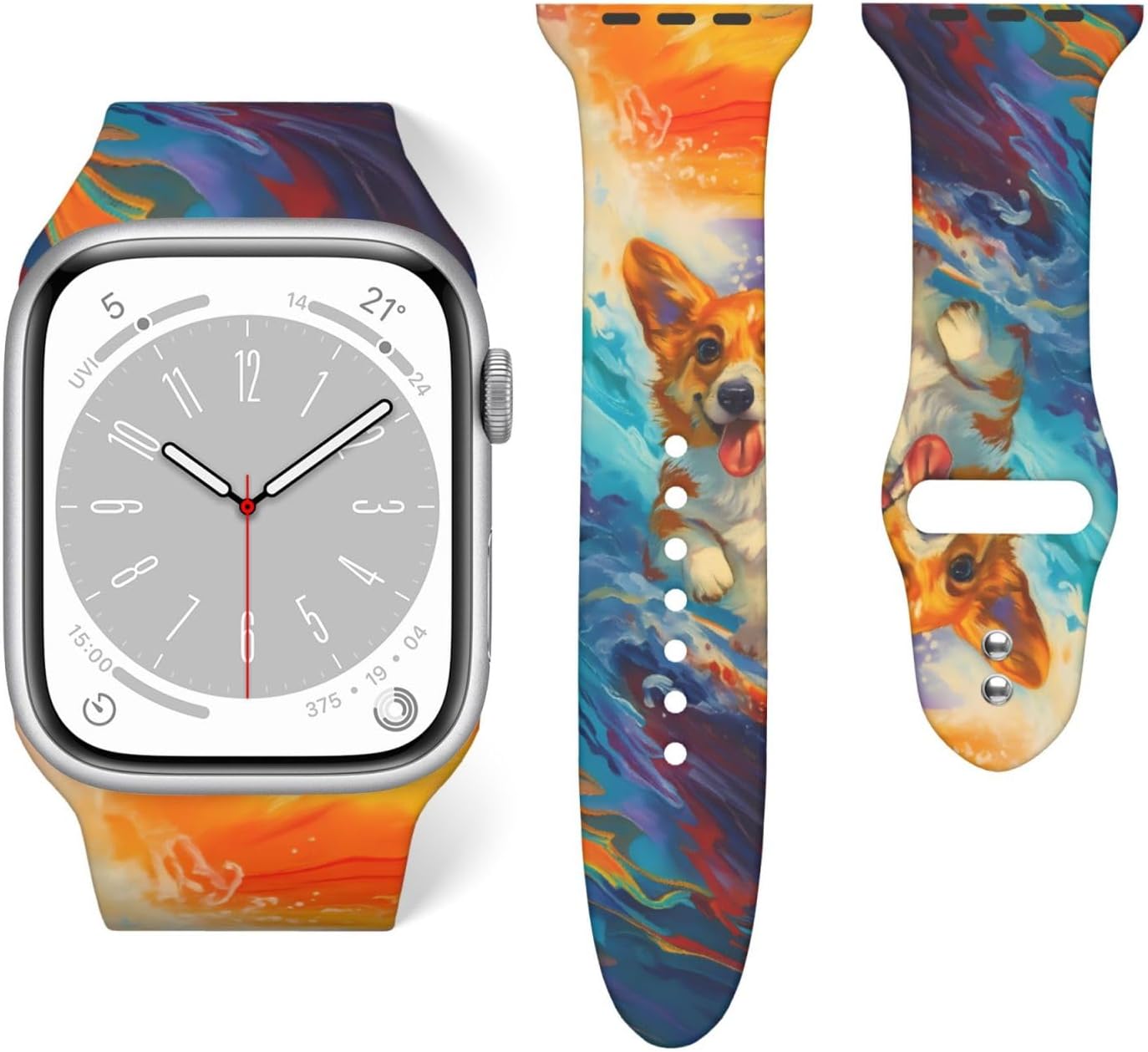 Giraffe & Leaf Compatible with Apple Watch Band 46mm 45mm 44mm 42mm 41mm 40mm 38mm Silicone Replacement Strap for iWatch Bands