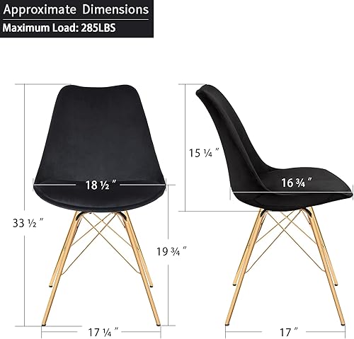 Miniatura 3 de Duhome Juego de 2 sillas de comedor de altura de comedor moderna silla de terciopelo con patas doradas, base de metal para cocina, comedor,