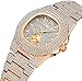 Gosasa Men's/Womens Unisex Crystal Watch Full Bling Iced-Out Cuban Oblong Silver/Gold Wristwatch Hip-Hop Stainless Steel Bracelet Timepiece