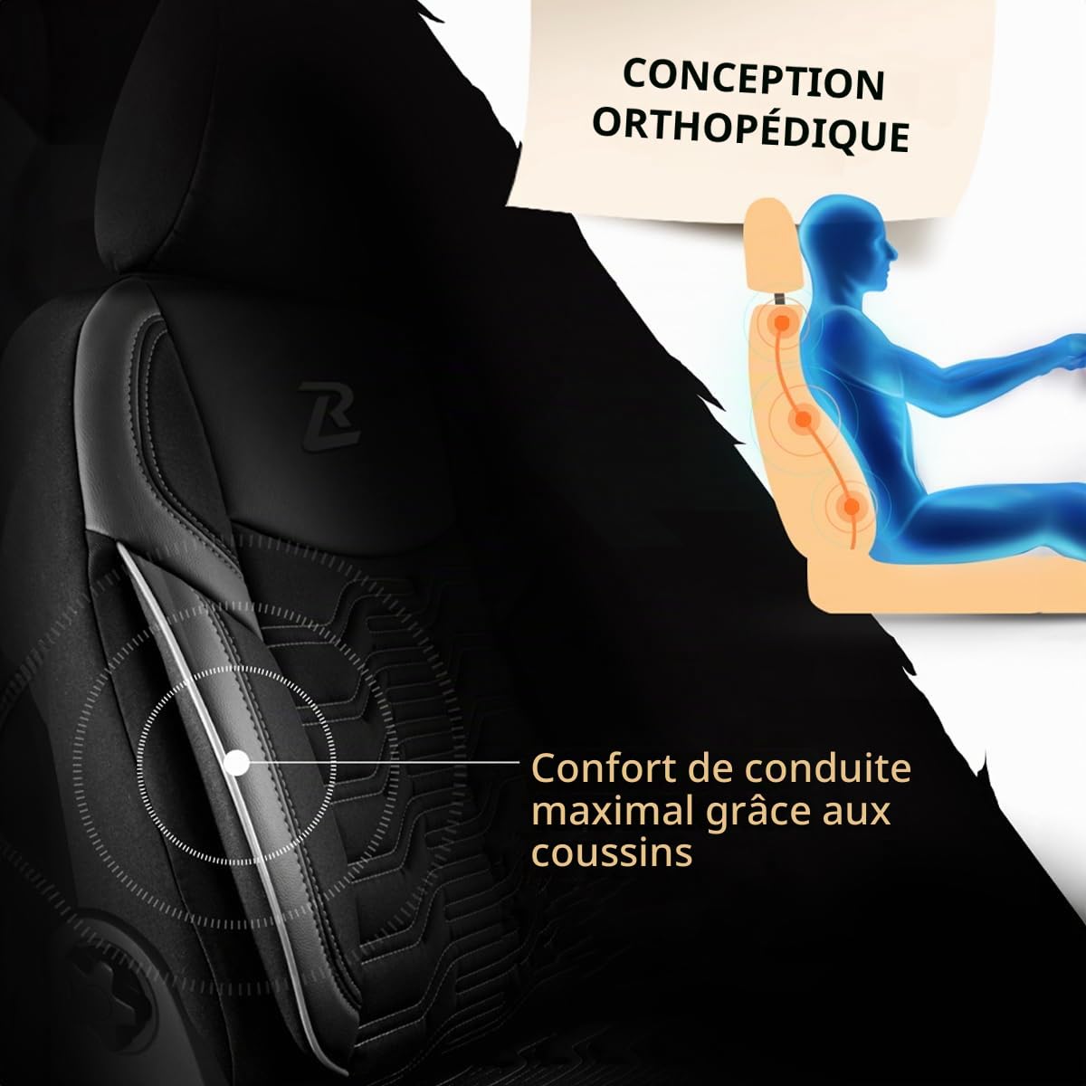 LUCARO Housse Siege Universel en Cuir Écologique Gris