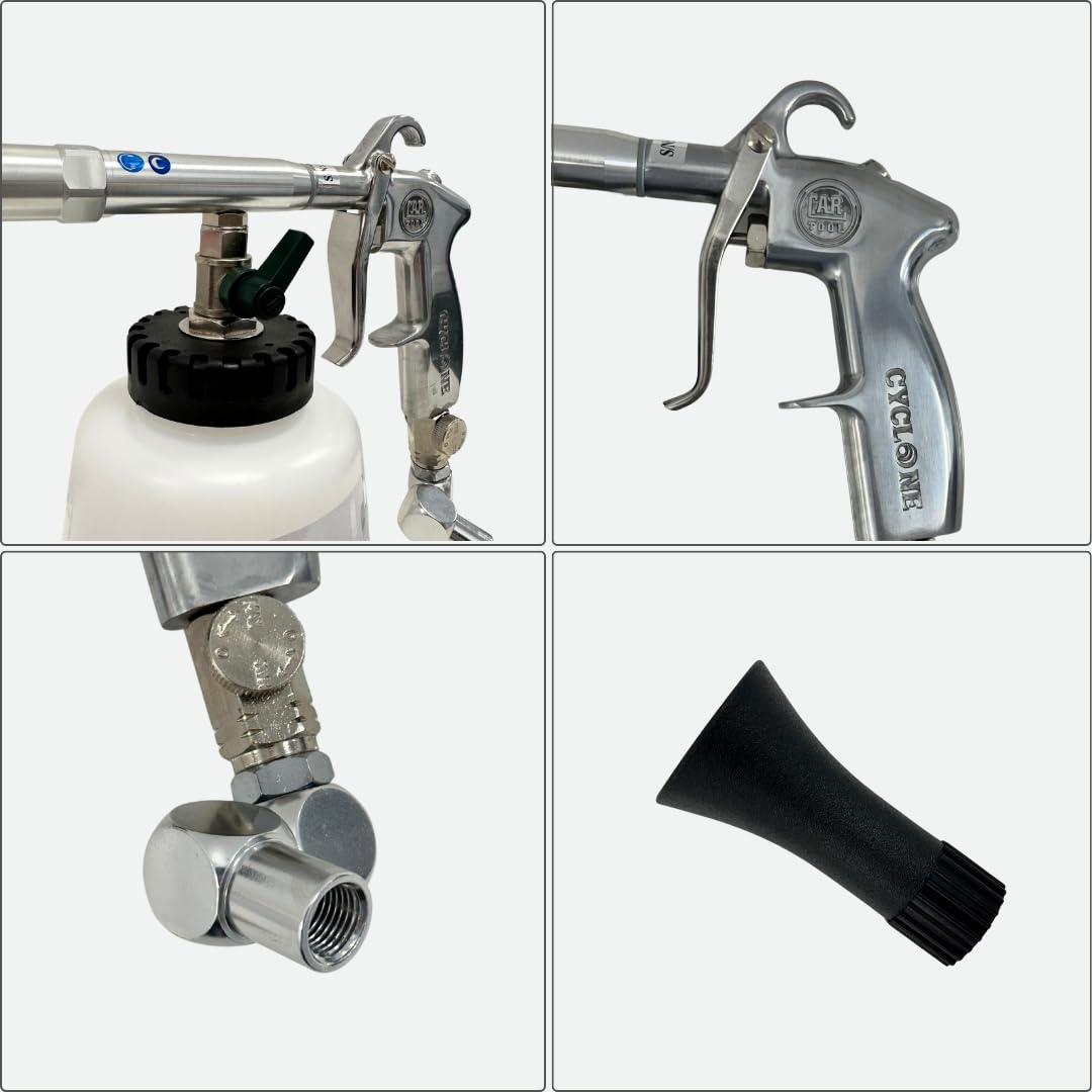 Pistolet de Nettoyage Voiture Cyclone Z020K - Puissant et Réglable de 1000 à 3000 Tours/Min, Effet Tornade pour Un Nettoyage Voiture Intérieur, Pistolet à Air Comprimé, Réservoir 1L