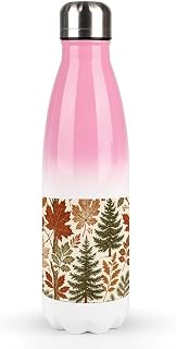 Pine & Maple Motif Printed 17oz Insulated Stainless Steel Water Bottle,Fashionable And Durable Thermos, Gradient Cola Shape Reusable Flask for Sports, Gym, Hiking, Camping And Office
