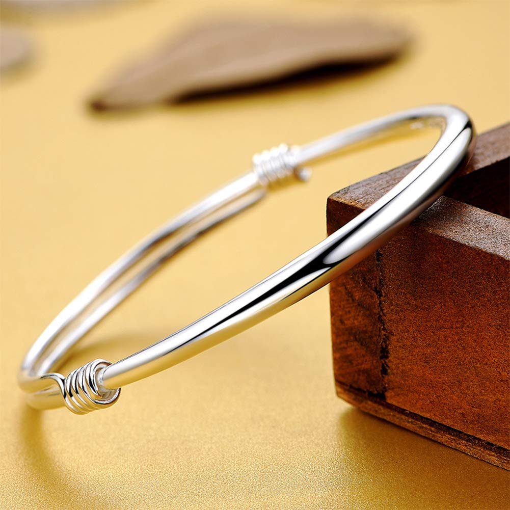 Bracelet d'ouverture en Argent 925 Bracelet de Tempérament pour Femmes Bijoux de Bracelet en Argent Sterling Vintage