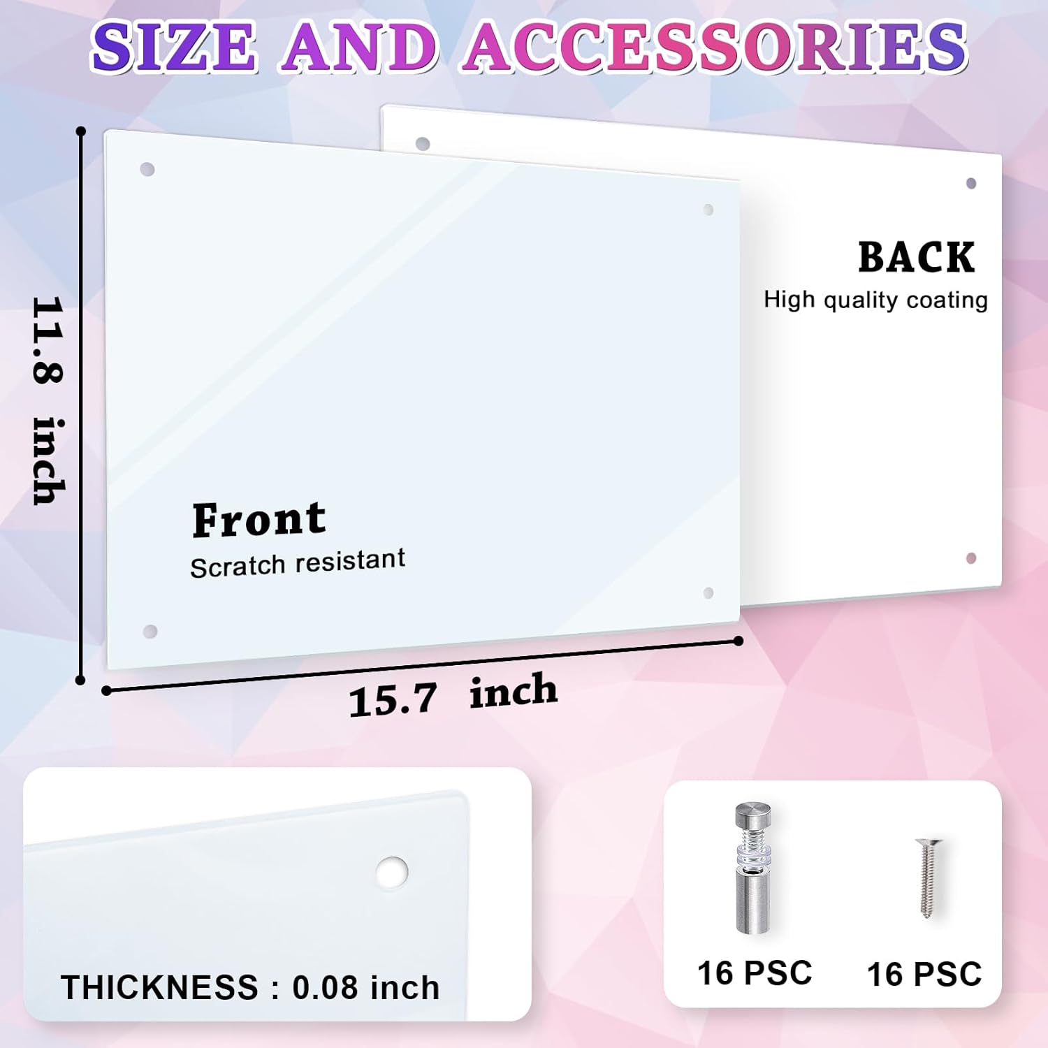 4Pack 11.8.x15.7inch Sublimation Glass Photo Blanks, Wall Mount Tempered Glass Sublimation Blank Sign, Sublimation Blank DIY Picture Wall Frame Poster for Home Decor