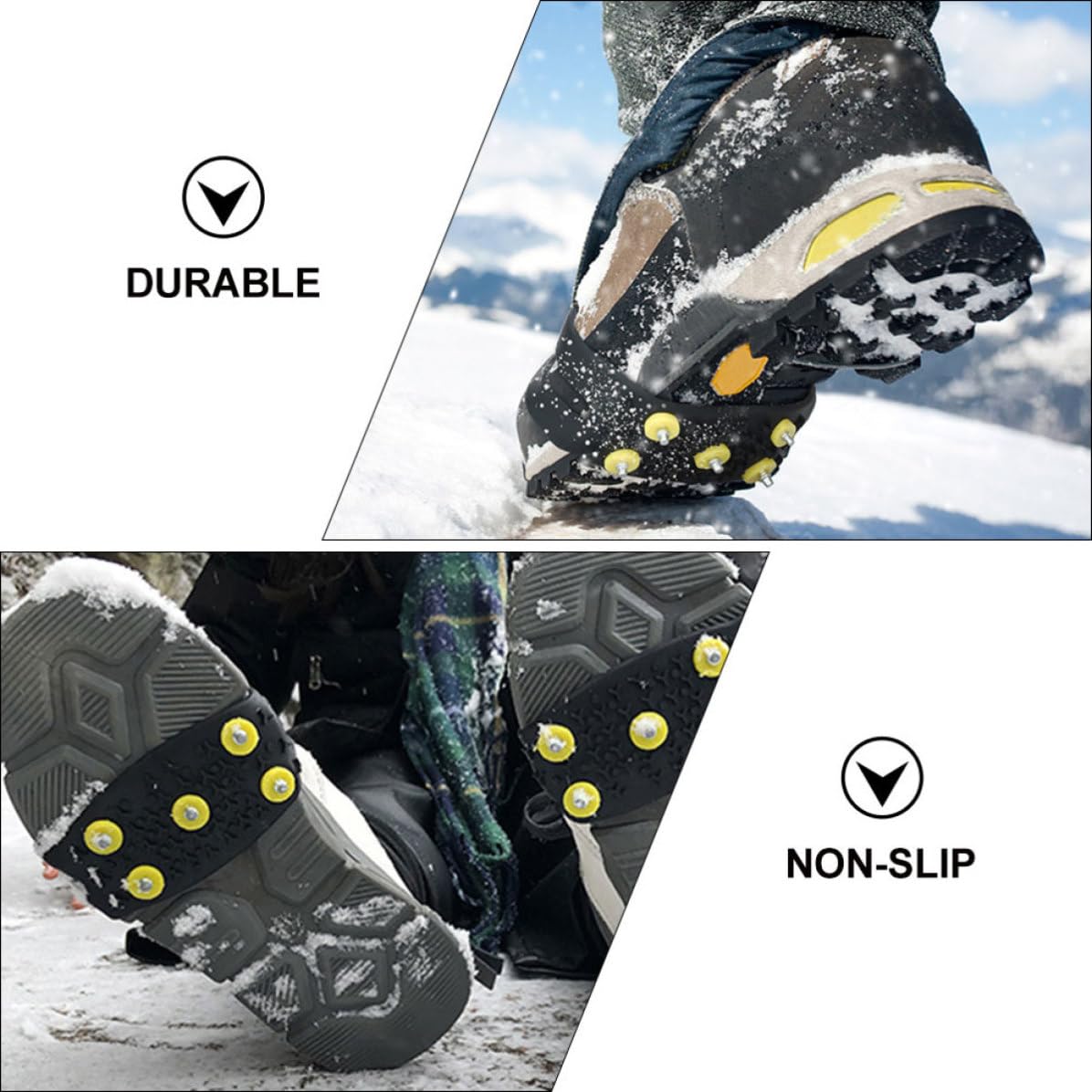 Adorainbow 2 Paires Crampons Antidérapants en Tpe pour Chaussures de Randonnée, Adhérences, Pliables et Faciles à Enfiler, pour Camping et Chasse en Extérieur