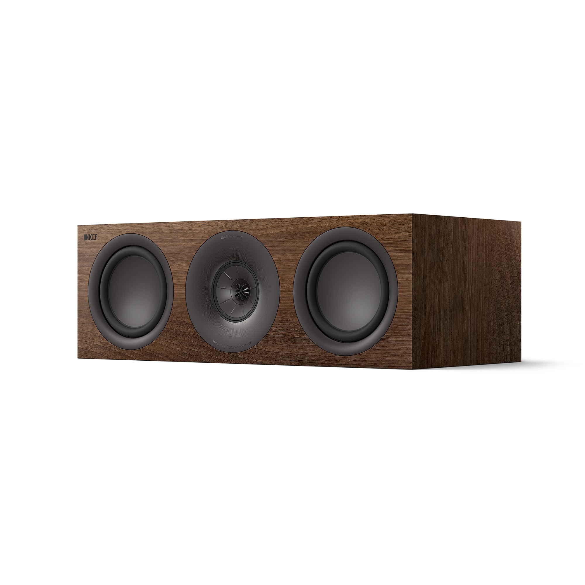 KEF Q6 Meta Passive Centre/LCR HiFi Speaker, Walnut | Music | TV & Home Cinema | Gaming | 3-way Closed Box | 4" Uni-Q Driver with MAT | Dual 6.5" LF Drivers
