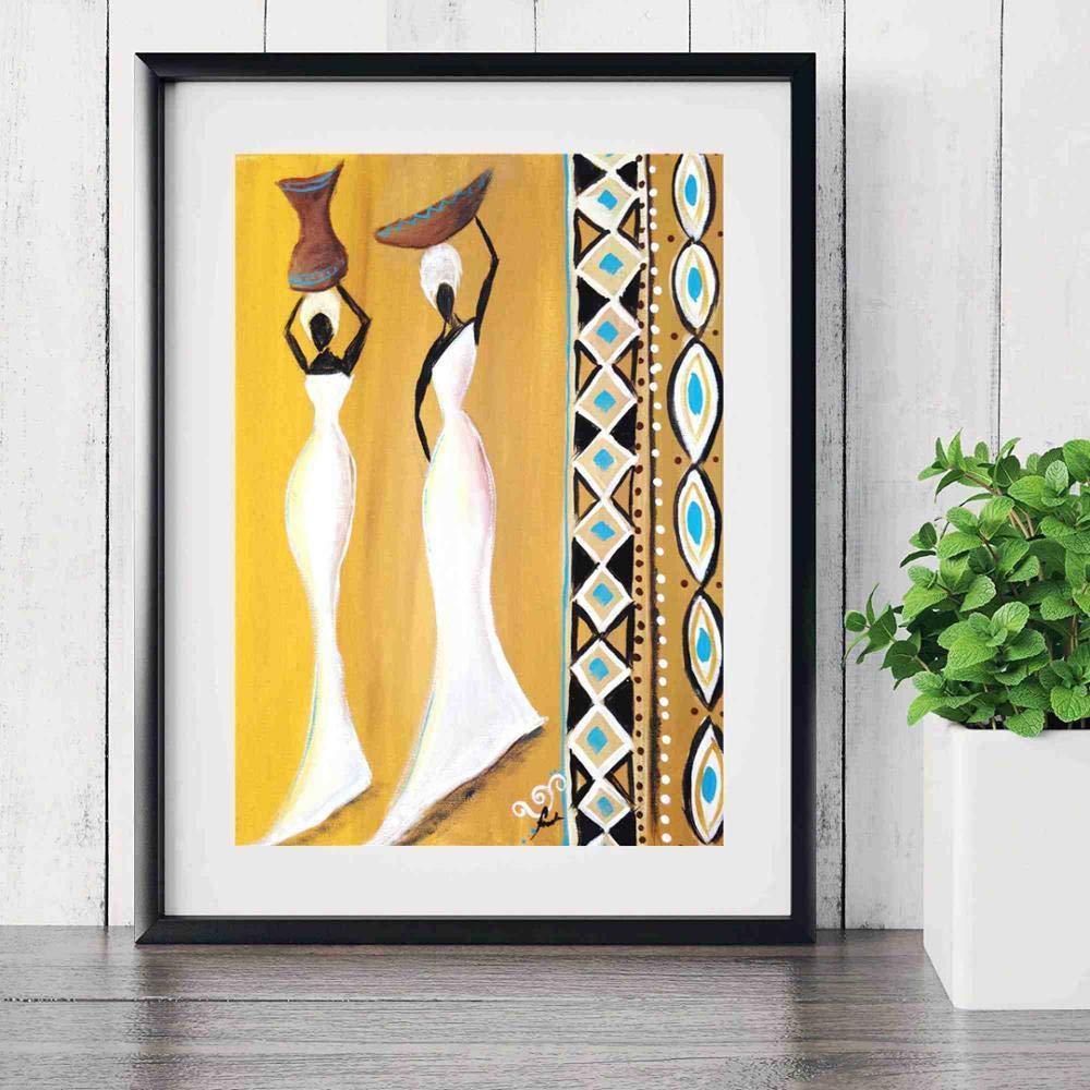 ArtistryCanvas Quadro Donna Africana – Set 3 Stampe Su Tela Con Cornice 30x40 Cm | Decorazione Parete Moderna