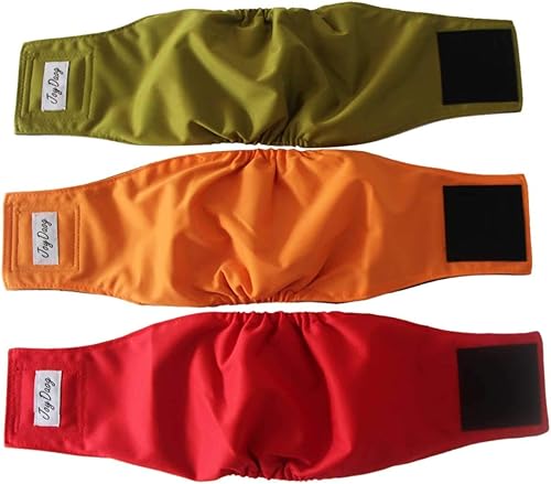 JoyDaog Bandas reutilizables para el vientre para perros pequeños, paquete de 4 pañales lavables de alta calidad para cachorros, M, M