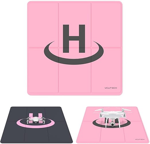 VCUTECH Drone Landing Pad Weighted 25 inch(65cm) for DJI Mini 3 Pro Accessories, Mavic 3, Mavic Air 2/2S, DJI Mini 2 Accessories, DJI FPV Drone, DJI Avata Fly More Kit Drone Accessories (Pink)