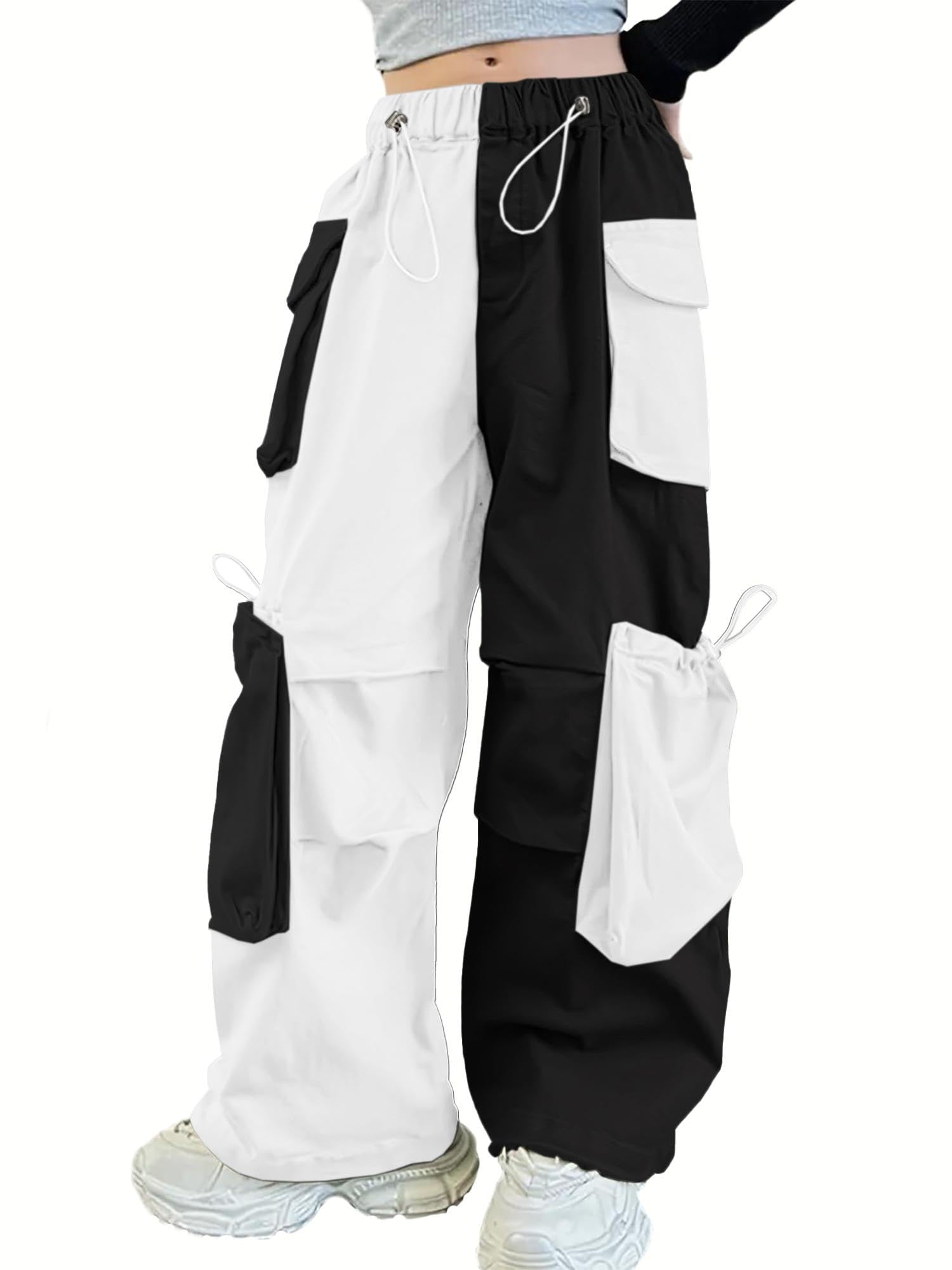 Girls Cargo Pants Wide-Leg Straight Streetwear, 6-14 Years