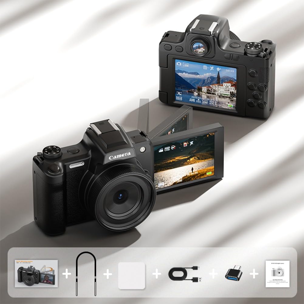 Cámara digital 4K de 68 MP con zoom de 28X, pantalla abatible WiFi