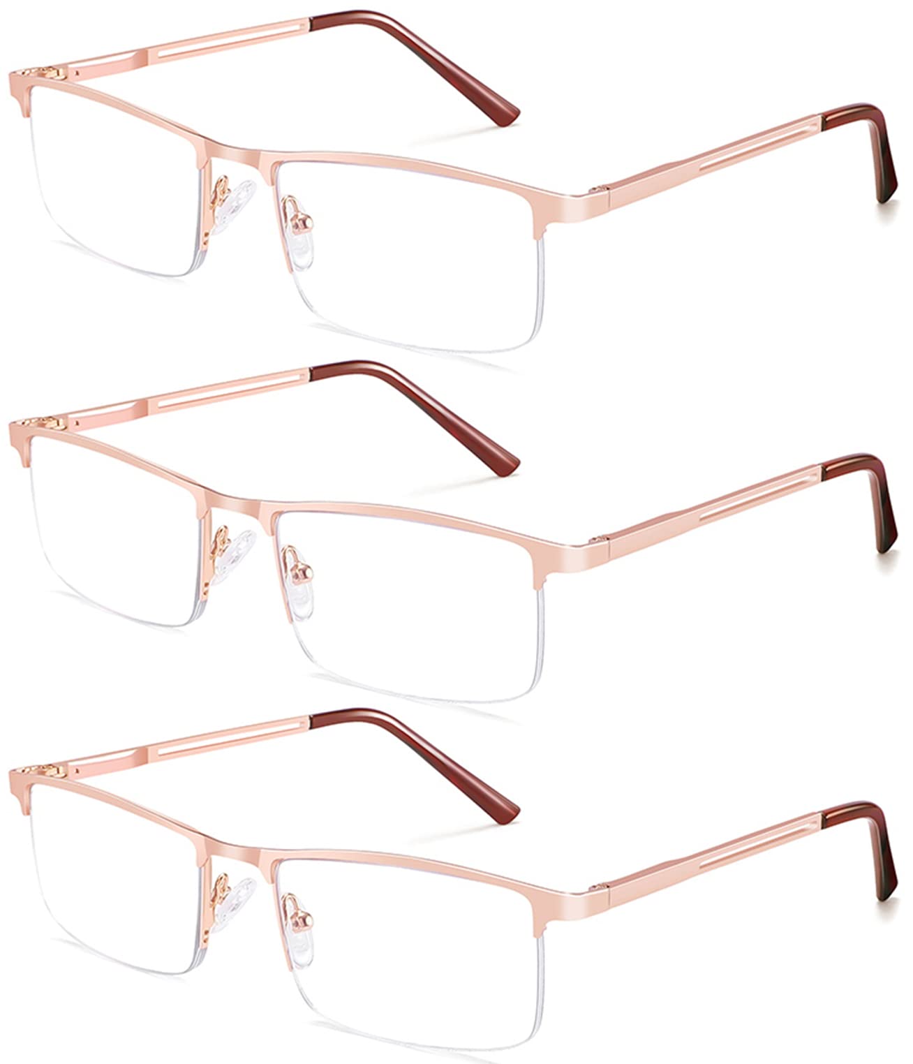 LITIMA Juego De 3 Gafas De Lectura Hombre- Gafas De Lectura De Medio Aro, Gafas De Lectura Hombres Anti Luz Azul 2.50X