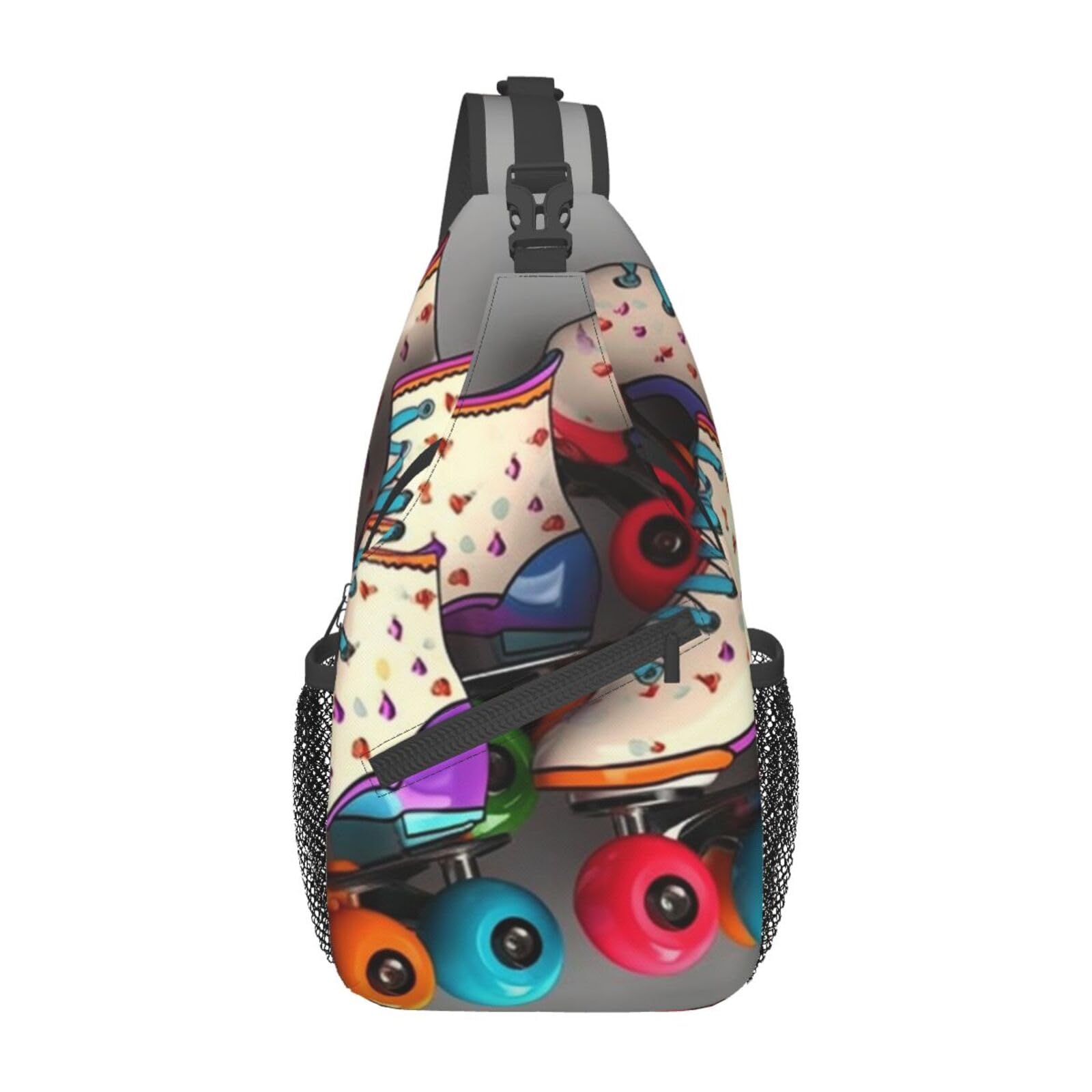 RLDOBOFE Retro Roller Skates Colorful Print Cross Chest Bag Sling Backpack Crossbody Shoulder Bag Travel Hiking Daypack Unisex