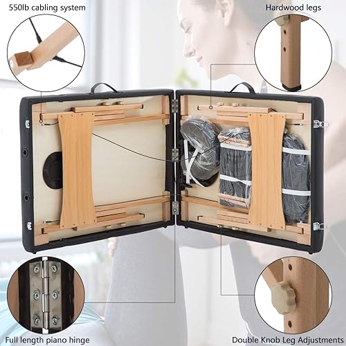 Miniatura 3 de Dkeli Mesa de masaje de piel sintética, cama de spa, portátil, plegable, de 73 pulgadas de largo, 28 pulgadas de ancho, cama de masaje profesional