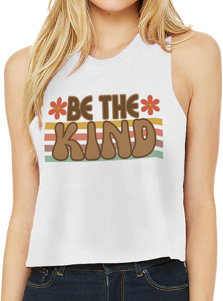 Be The Kind Racerback Cropped Tank - Flower Women's Tank - Unique Tank Top