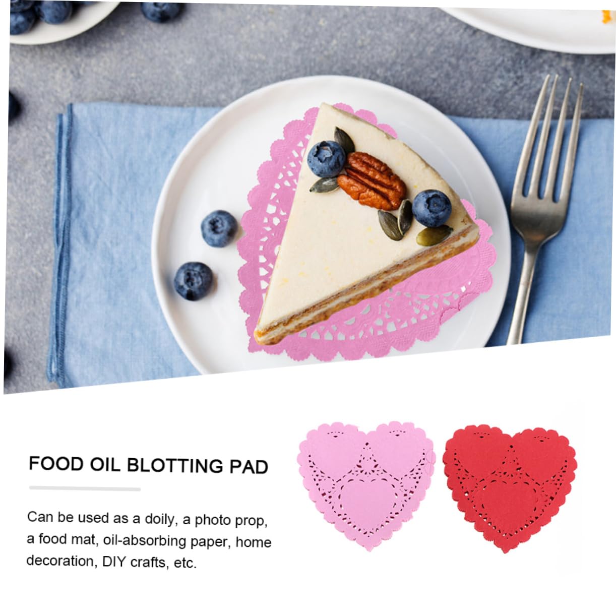 OFFSCH Paper Placemat 200 Sheets Mini Heart-shaped Doilies Valentine's Day Decor Paper Lace Pad