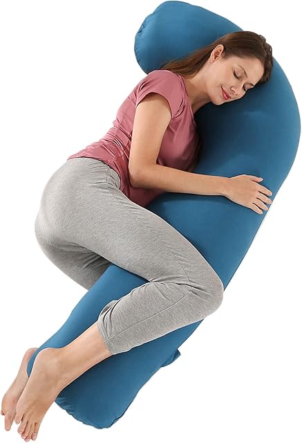 SHANNA Full Body Maternity Pillow, J Shape Pregnancy Pillow, Long Nursing and Support Pillow for Adults with Replaceable and Washable Cover for Sleeping and Feeding