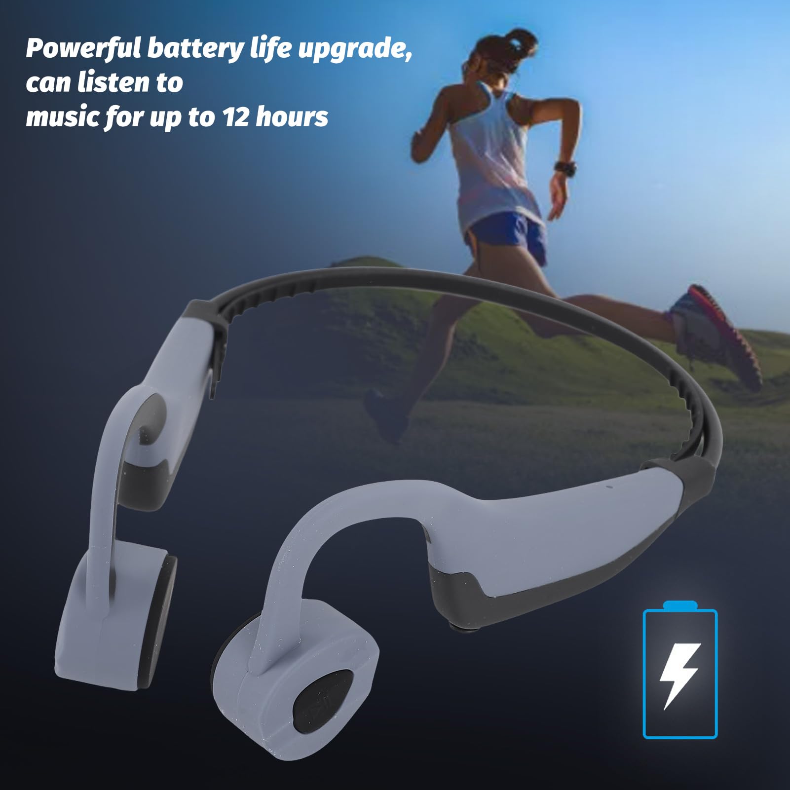 Słuchawki Przewodzenia Kości, Otwarte Ucho IPX8 Wodne Wodne Saratki Bluetooth, pamięć 16G, Zestaw Słuchawkowy Sportowy do Prowadzenia Jazdy na Rowerze i Więcej zajęć