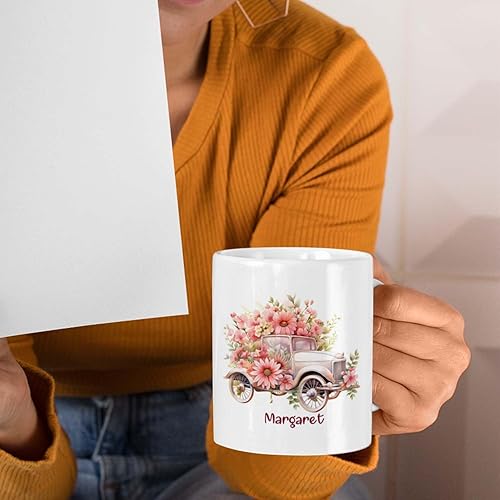 Miniatura 10 de Flores de caléndula personalizadas en el regalo de la taza de la cerca con el nombre, Regalo de la taza de cerámica de las flores de caléndula