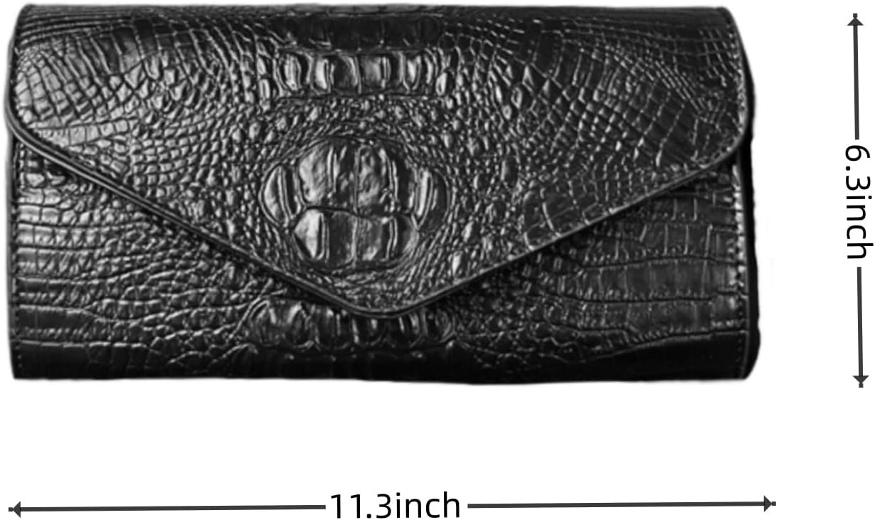 IAMUHI Women Vegan Leather Crocodile Evening Clutch Handbag Envelope Alligator Crossbody Bag Shoulder Purse Wallet - Image 5