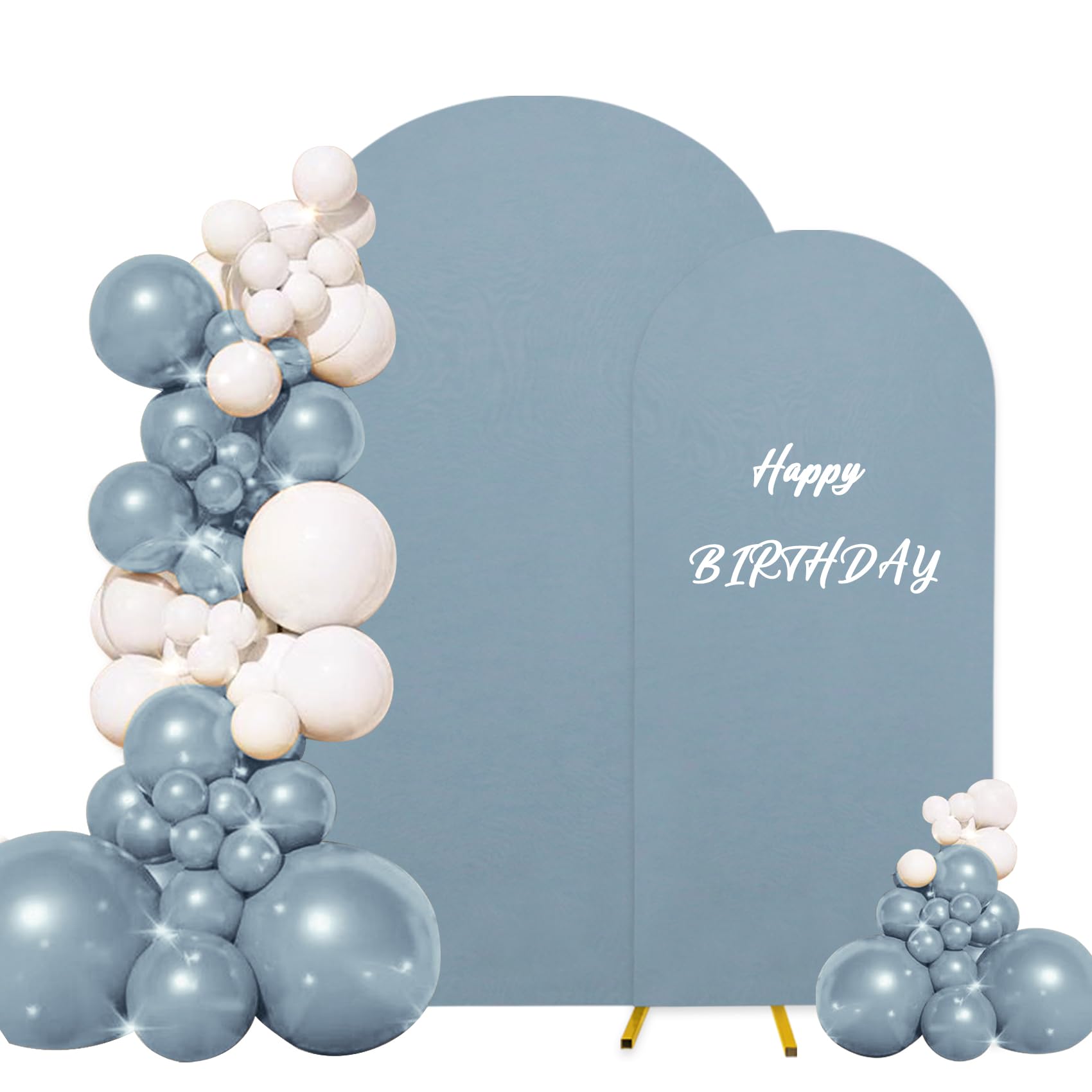 Set of 2 Wedding Arch Stand Cover Round Top Spandex Fitted Arch Cover for Baptism Birthday Party Baby Shower Wedding Arch Stand Decoration（7.2FT,