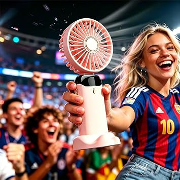 Portable Handheld Fan Battery Operated with Base, 8 Hours, Digital Display, 5 Speeds, 90 Ajustable, Rechargeable Mini Fan for Outdoor Indoor