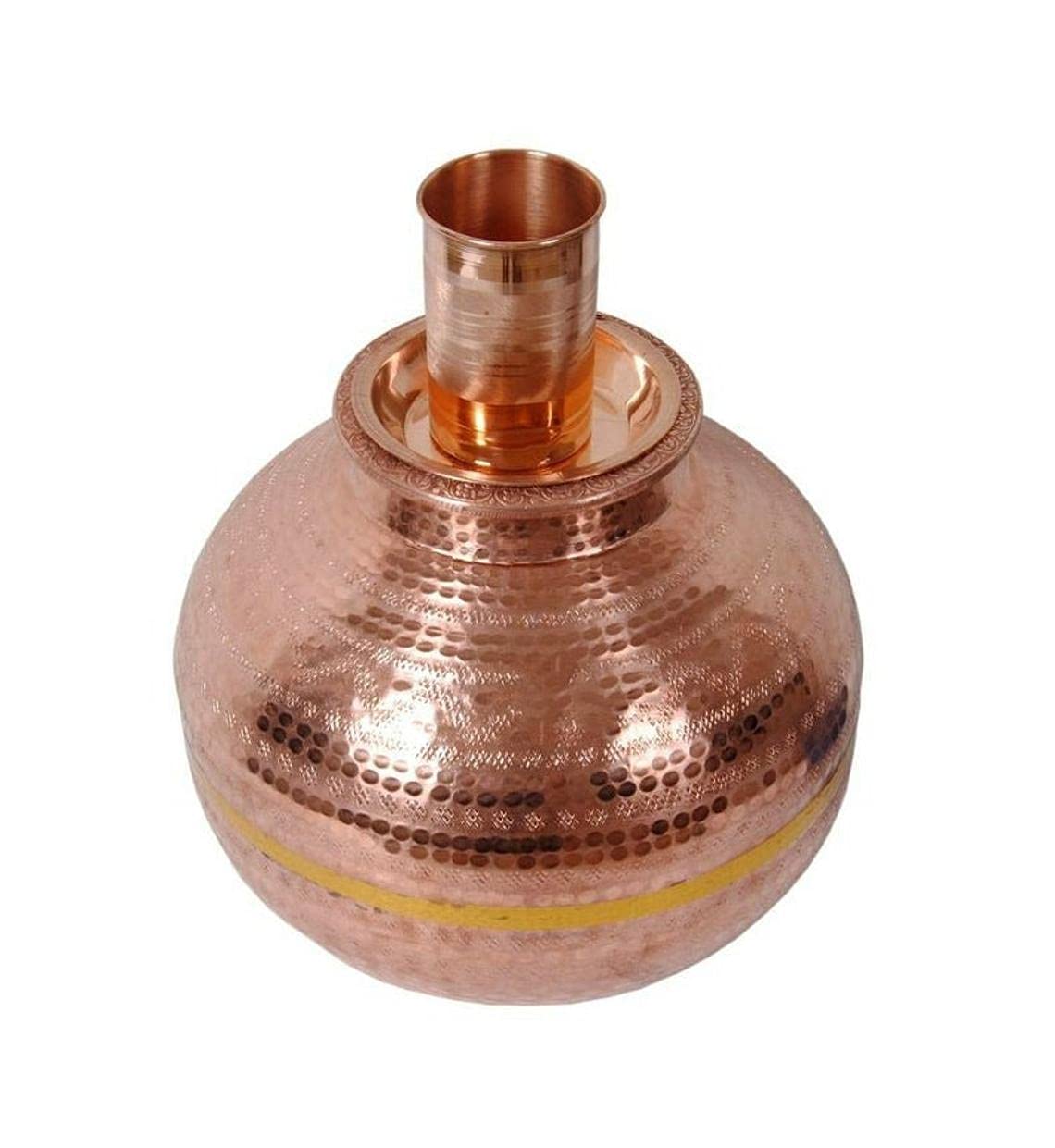 Copper Jumbo Big Water Storage Pot Dispenser Matka for Water Storage Kitchen Dining Room Ayurveda & Yoga Healthy Container - (15 liters, Brown)