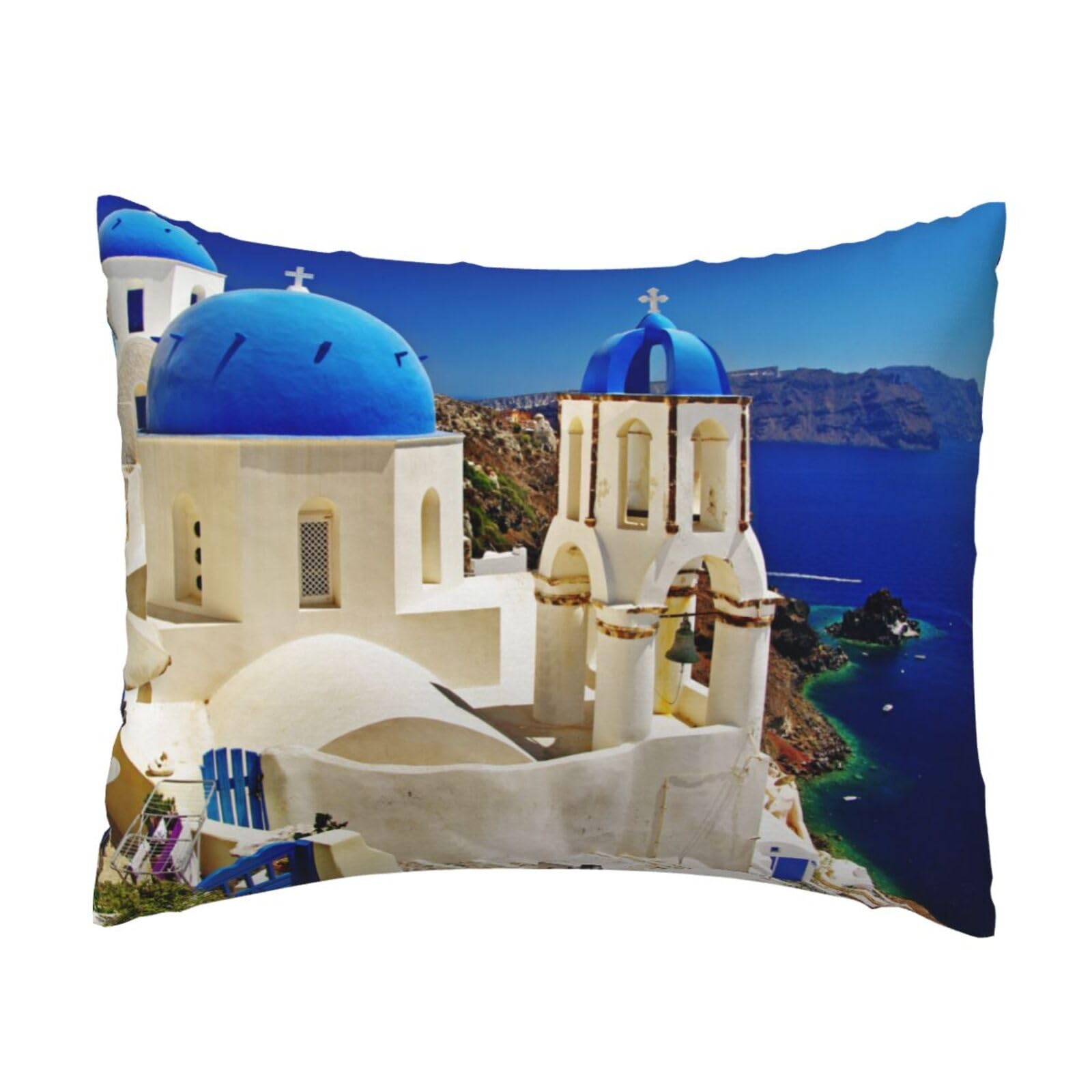 WSHFFILO Santorini Greek Island sea View printed Pillow Case 20x26in Decorative pillowcase Throw Pillow Cover