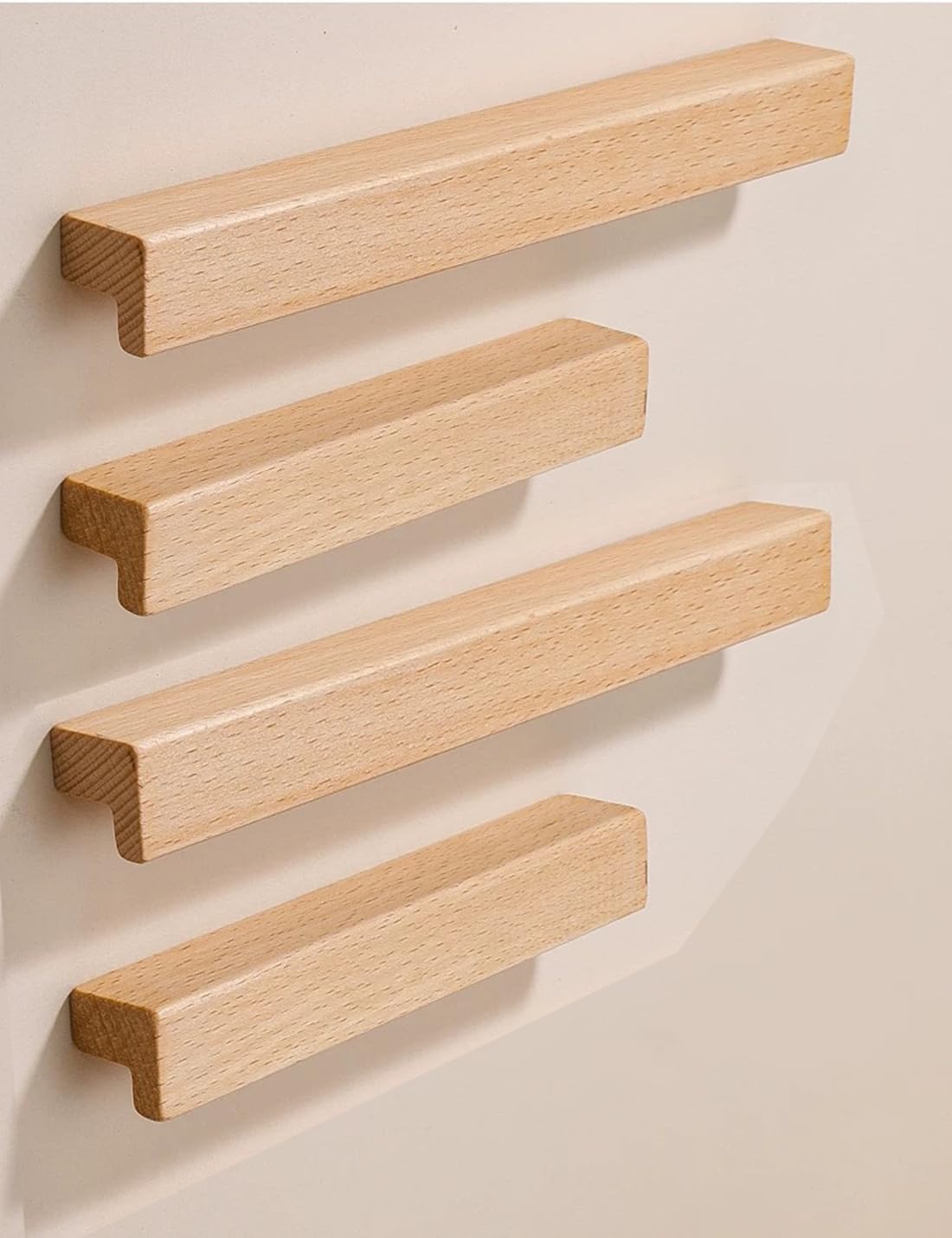 SYZOW Pack of 6 Furniture Handles, Wooden Cabinet Handles, Hole Spacing 160 mm