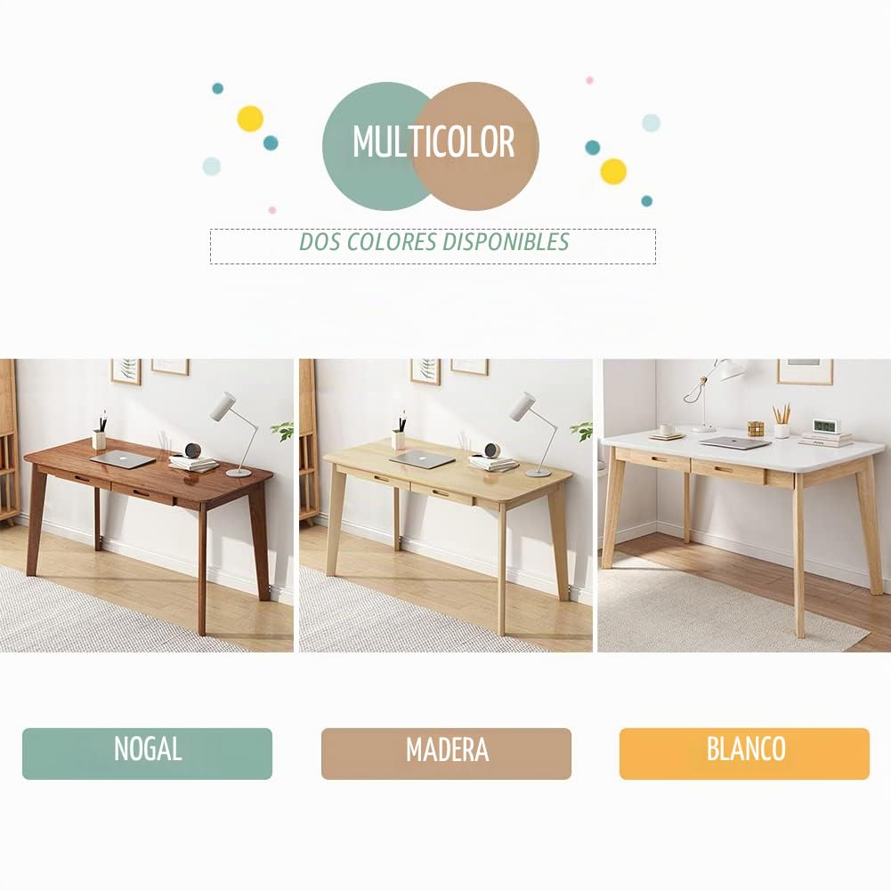 IOTXY Mesa de Escritorio Pequeña de Madera con Cajones - Mesa para Ordenador para el Hogar, Nogal, 100 cm
