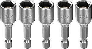 Nut Driver Bit Set HARFINGTON Nut Driver 16mm Hex Drive Socket CR-V Steel Power Screw Drill Bits Socket Wrench Tools With 1/4" Quick Change Hex Shank For Power Drills Impact Drivers, Blue