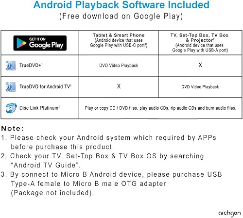 Miniatura 9 de Unidad externa de CD y DVD compatible con Android TV, smartphone, tableta y proyector | Aplicación gratuita para Android disponible | Compatible con