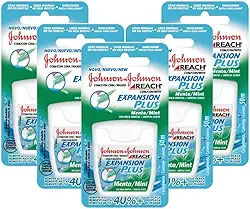 Kit com 5 Fio Dental J&j Reach Expansion Plus Menta 50m