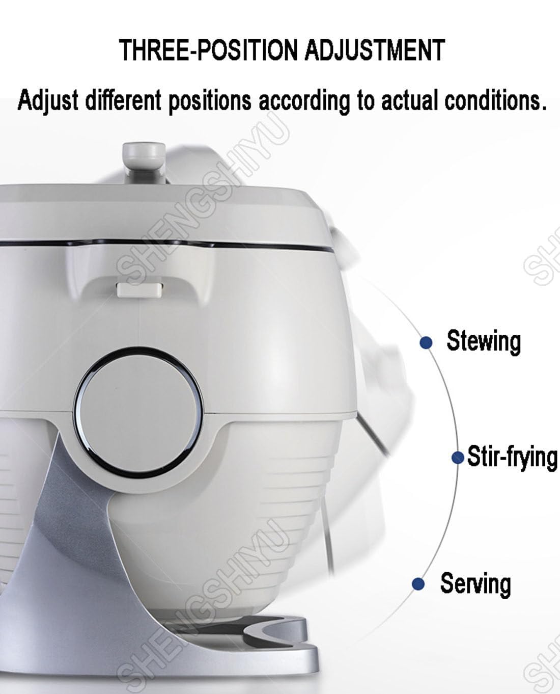 Robot Cucina Multifunzione 2000W Potenza,6L capacità,3 Livelli di Potenza e Rivestimento Ceramico Antiaderente,360° Rimescolamento Automatico per Saltare/Stufare/Servire