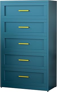 Metal 5 Drawers Dresser for Bedroom, 47.7" Tall Storage Drawers Cabinet—Easy to Clean, Modern Deep Drawer Chest for Entryway, Living Room, Bedroom, Office(Blue)