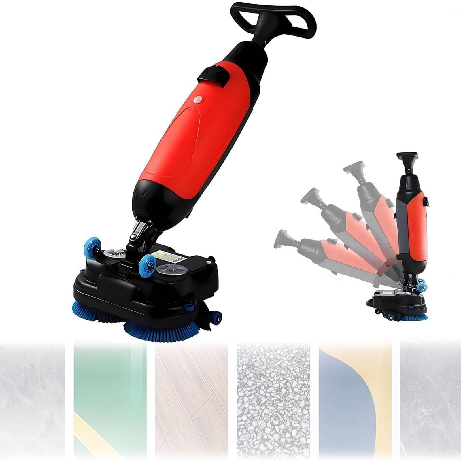 Depurador de suelo inalámbrico de 17 pulgadas con cepillos dobles de 360°, limpiador de suelos duros recargable para azulejos, lechada, madera dura y alfombras