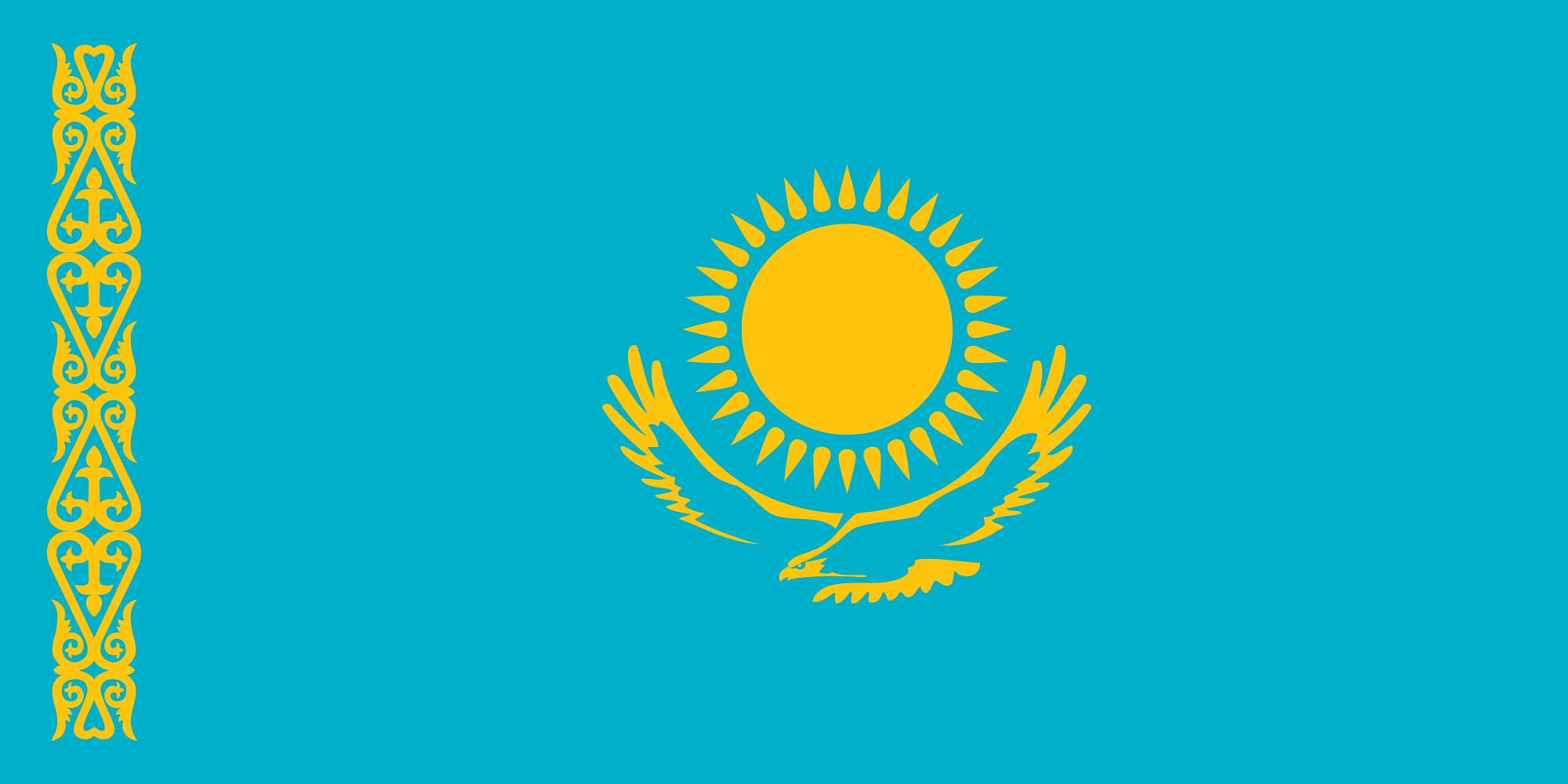 Drapeau Kazakhstan grand format paysage pour pavoisement extérieur