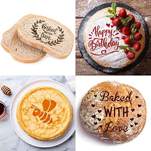 20 Pieces Bread Stencils Artisan Bread Stencil Baking Stencil Set Cook Stencil Baking Template Bread, Cake, Pie, Or Cookie Stencils Template Mold For Decorating, 20 Styles #TOP29