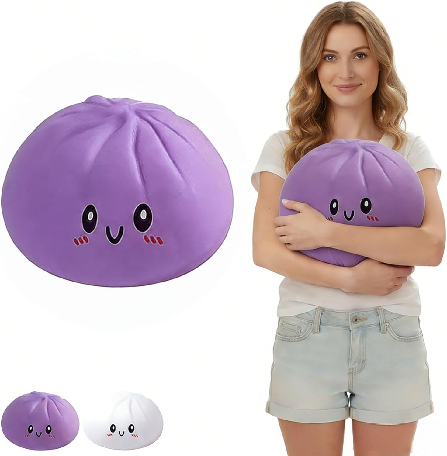 Giant Dumpling Squishy Jumbo 10inch ,Soft Slow Rising Stress Ball, Large Squishy Dumpling for Desk Office Home Study Adults, Fun Fidget Item for Squeezing and Stress Relief ﻿ (Purple Extra Large)