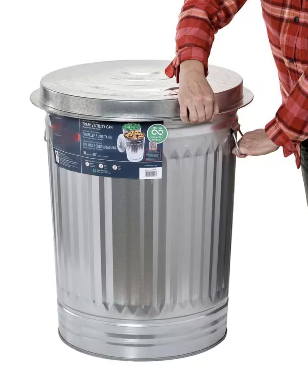 Galvanized Steel Trash Can Replacement Infinity Lid for 31 Gallon ZQ93316