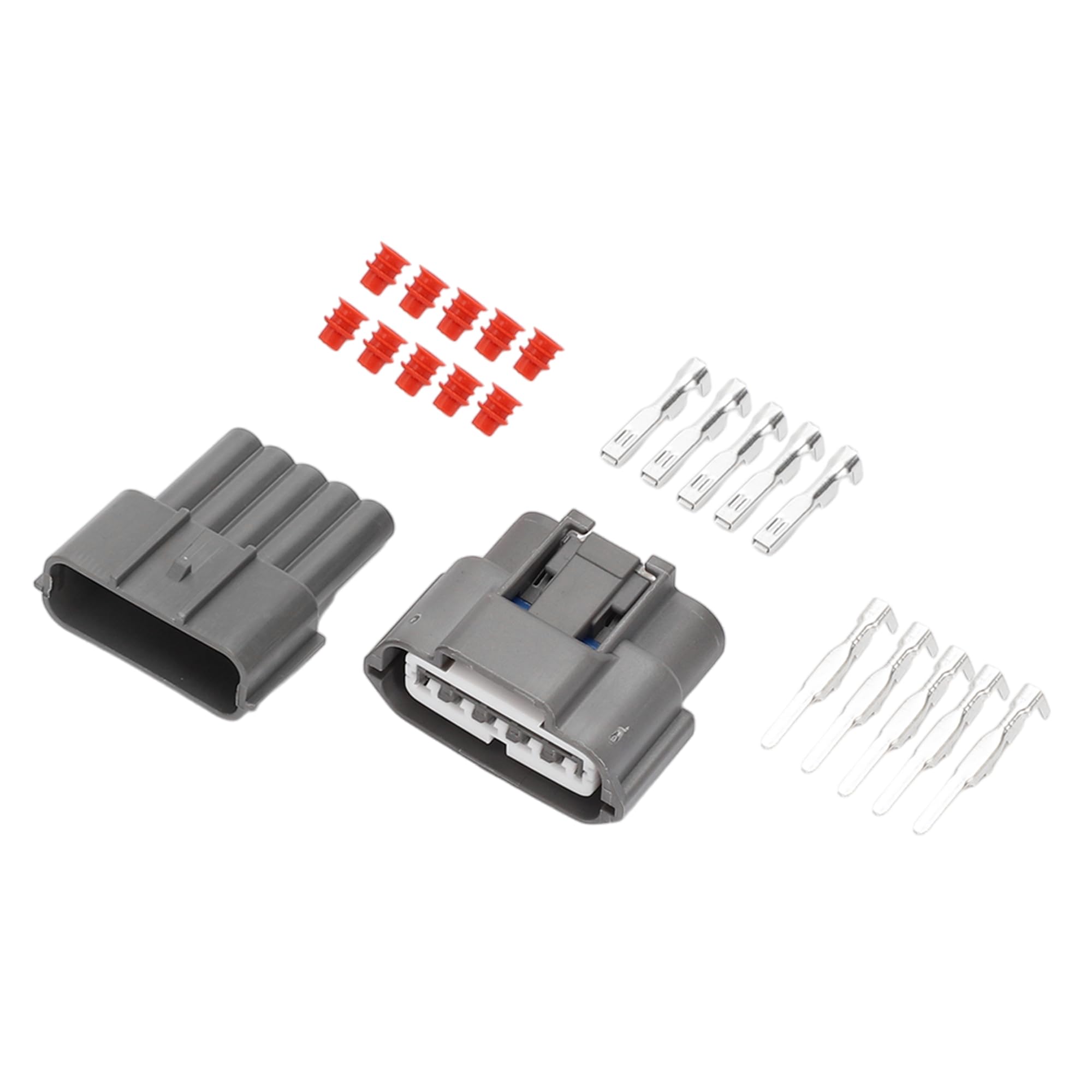 INFINAUTO 5 Pin Air Flow Meter Connector Plug, 2mm Series Male Female Wire Terminal Connector for Nissan Plastic Copper Gray 1 Set