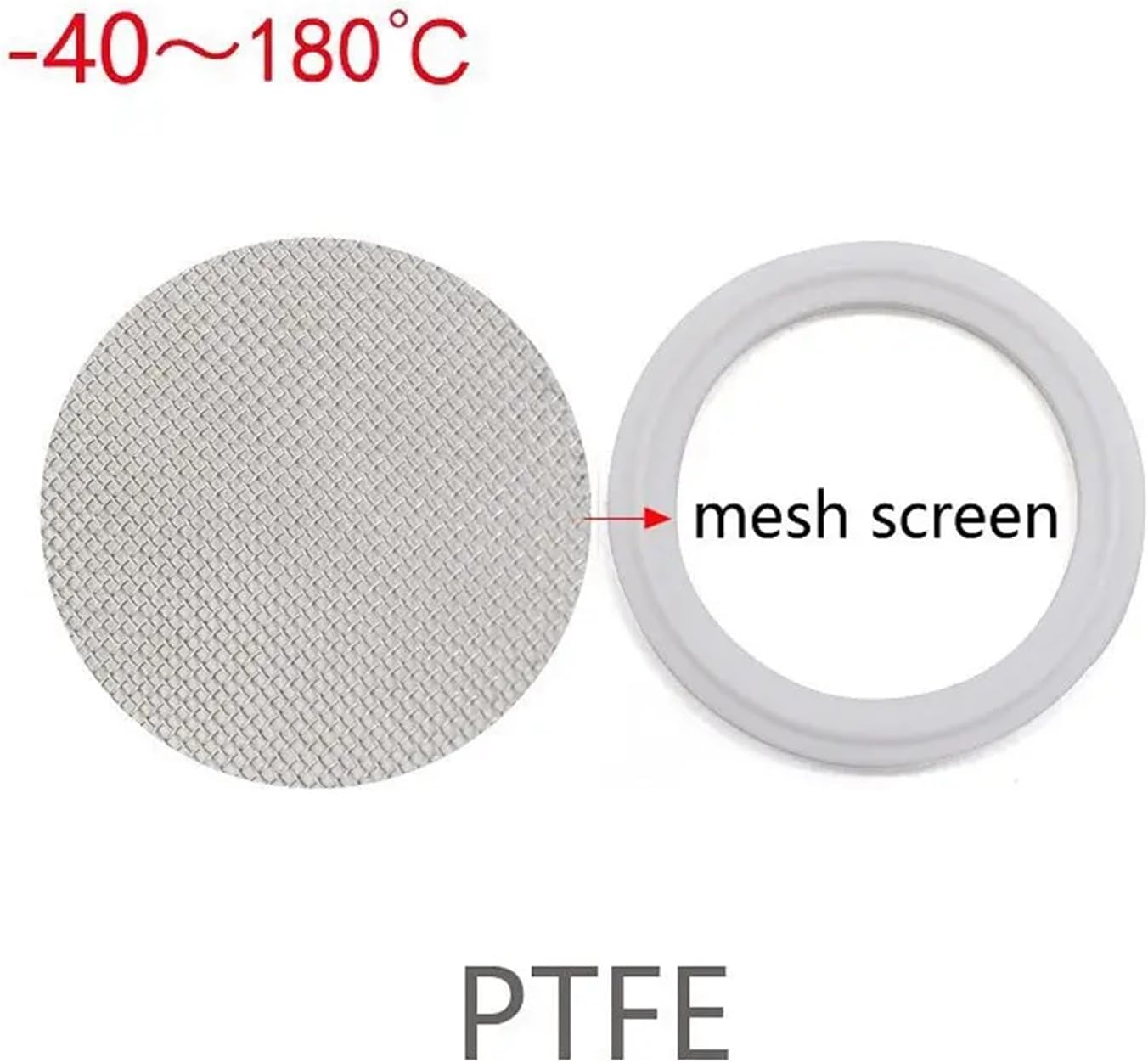 1.5'' - 4'' Tri-Clamp Seal Strip Stainless 10 20 40 60 100 150 Mesh Sanitary Screen Gasket SUS304 (PTFE,40 MESH_OD64MM)